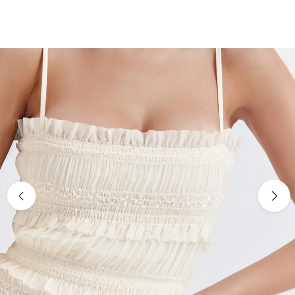 Lyrical Elegance Ruched Ruffle Ivory White Maxi Dress - Picture 4 of 9